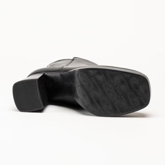 NEW GABOR Black Leather Platform Boots Block Heel Side Zipper Ankle - Size 5.5 - Picture 5 of 16